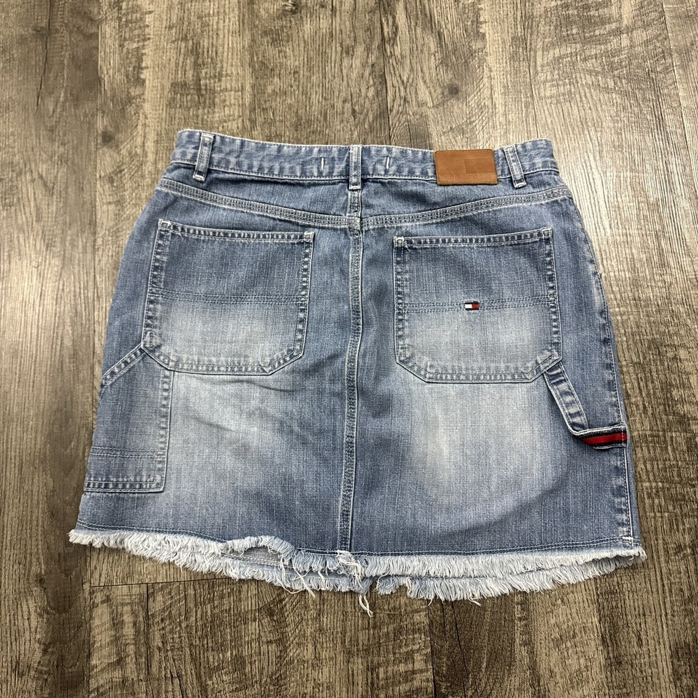 Vintage Y2K Tommy Hilfiger Carpenter Denim Skirt Frayed Hem 8